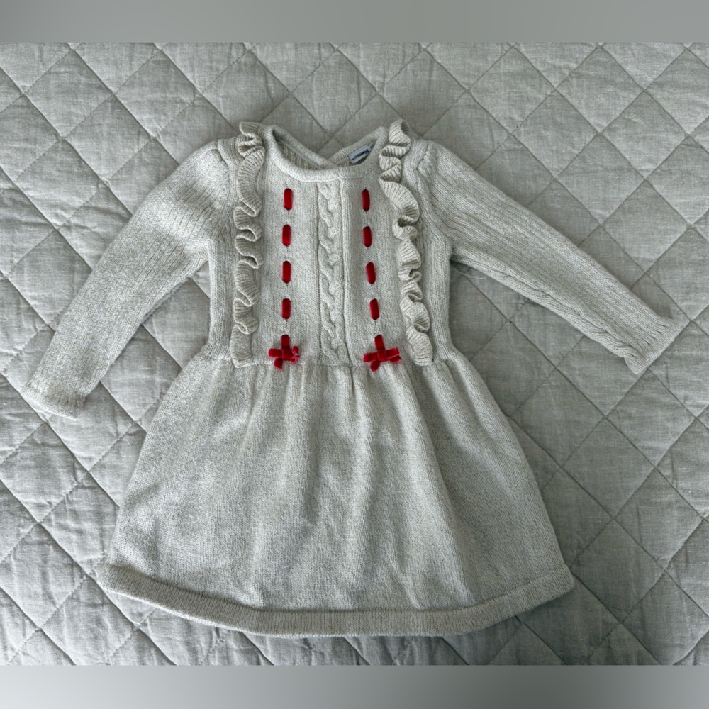 Janie and Jack Gray Dress with Red Accents